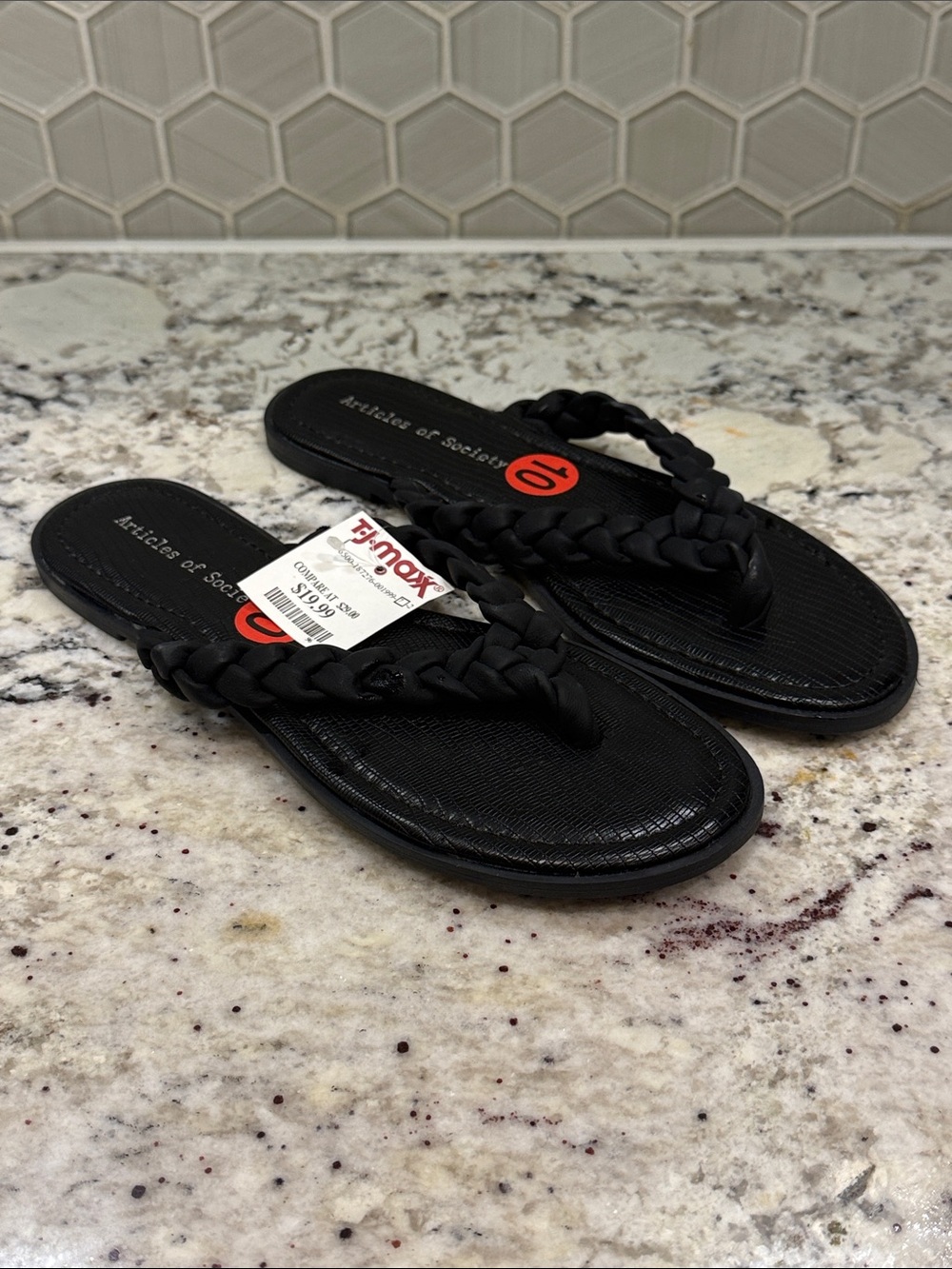 Articles Of Society Black Braided Toe-Post Sandals